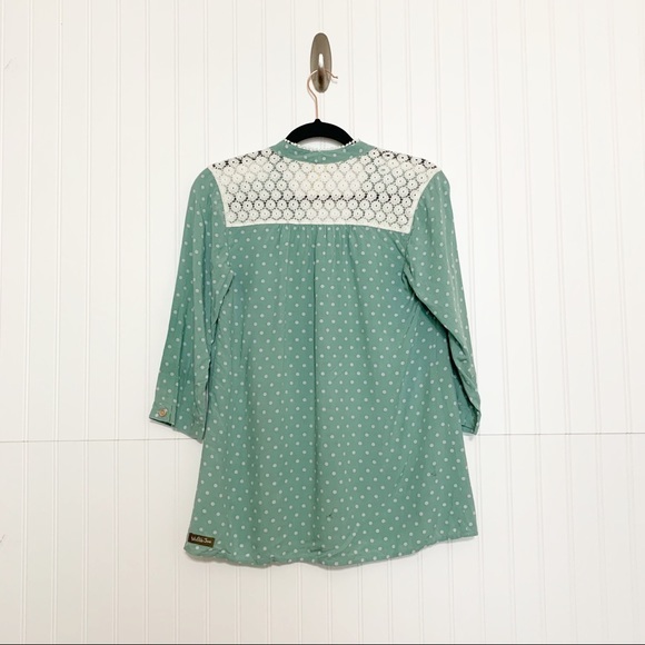 Matilda Jane XS Green Polka Dot Lace Blouse - Picture 4 of 4